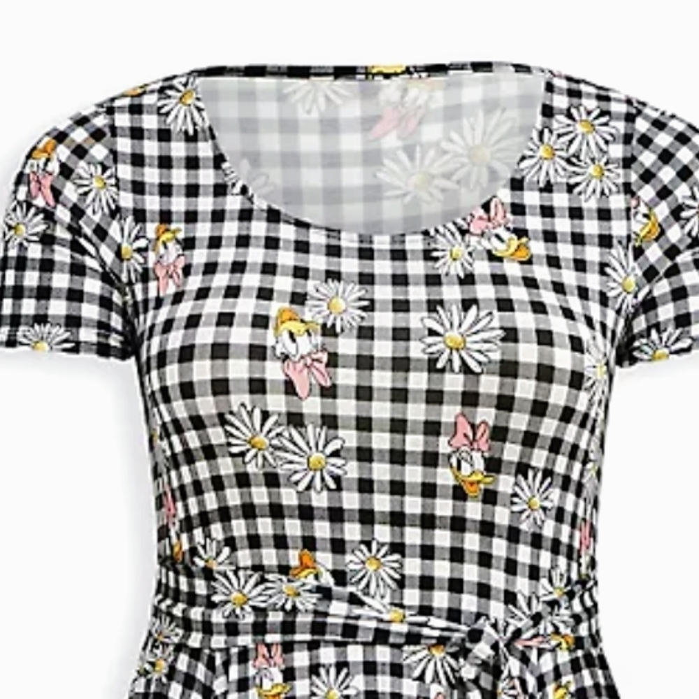 Torrid 5 Disney Daisy Duck Gingham Plaid Dress Checkered NEW 28 - Picture 4 of 7